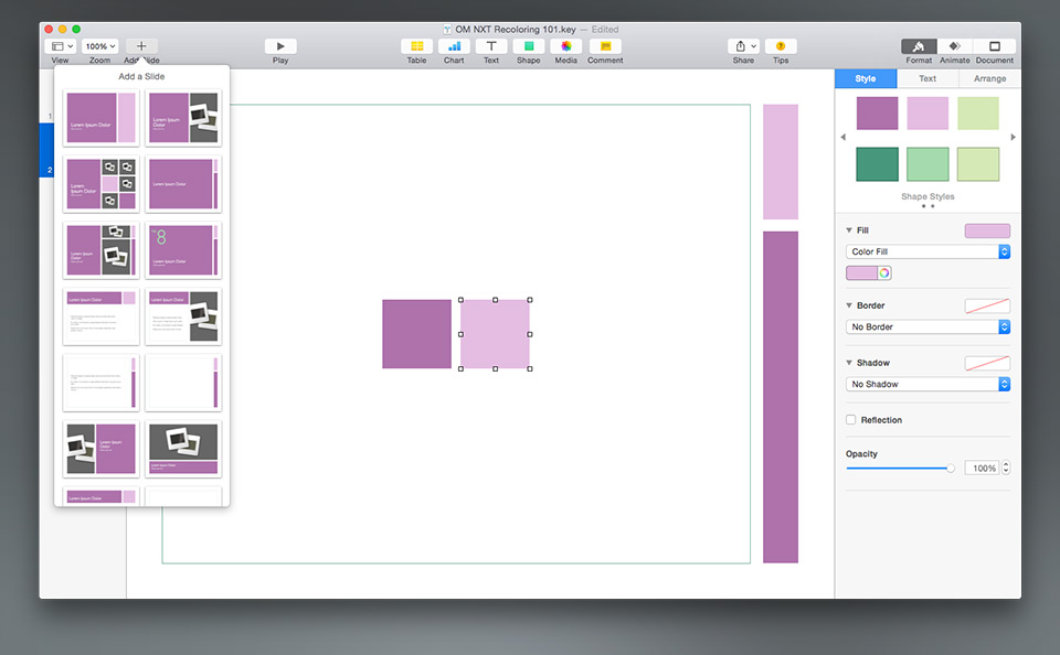 KeynotePro Keynote Tutorials Recoloring ShapeBased Keynote Themes in