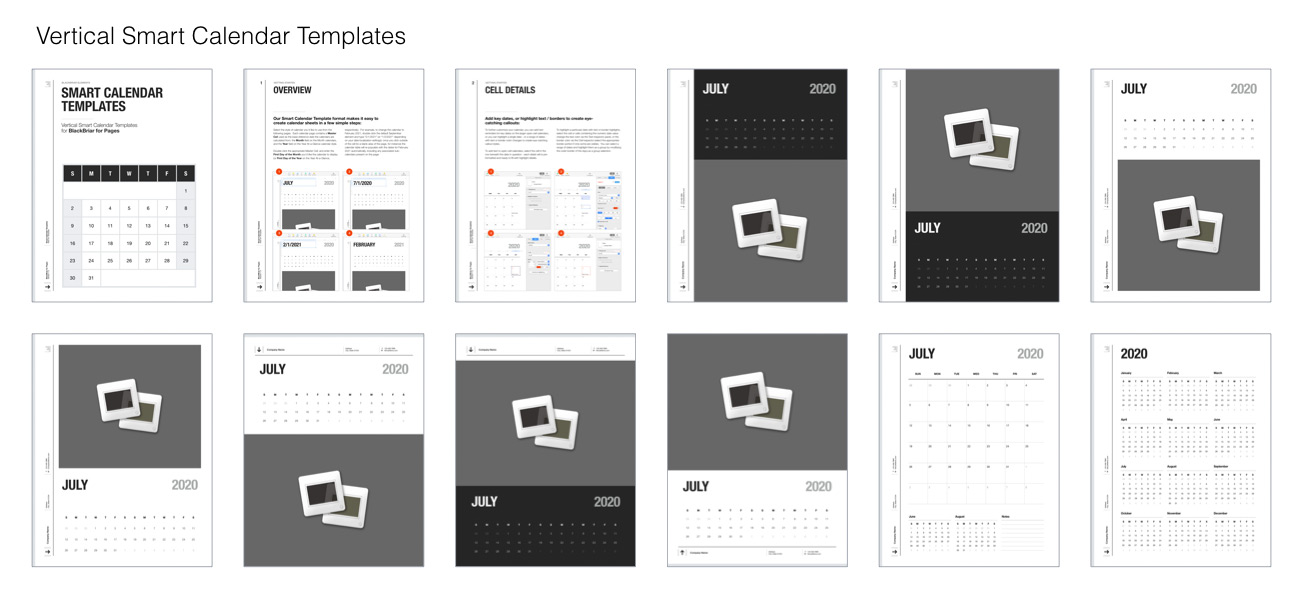 BlackBriar for Pages - Vertical Smart Calendars