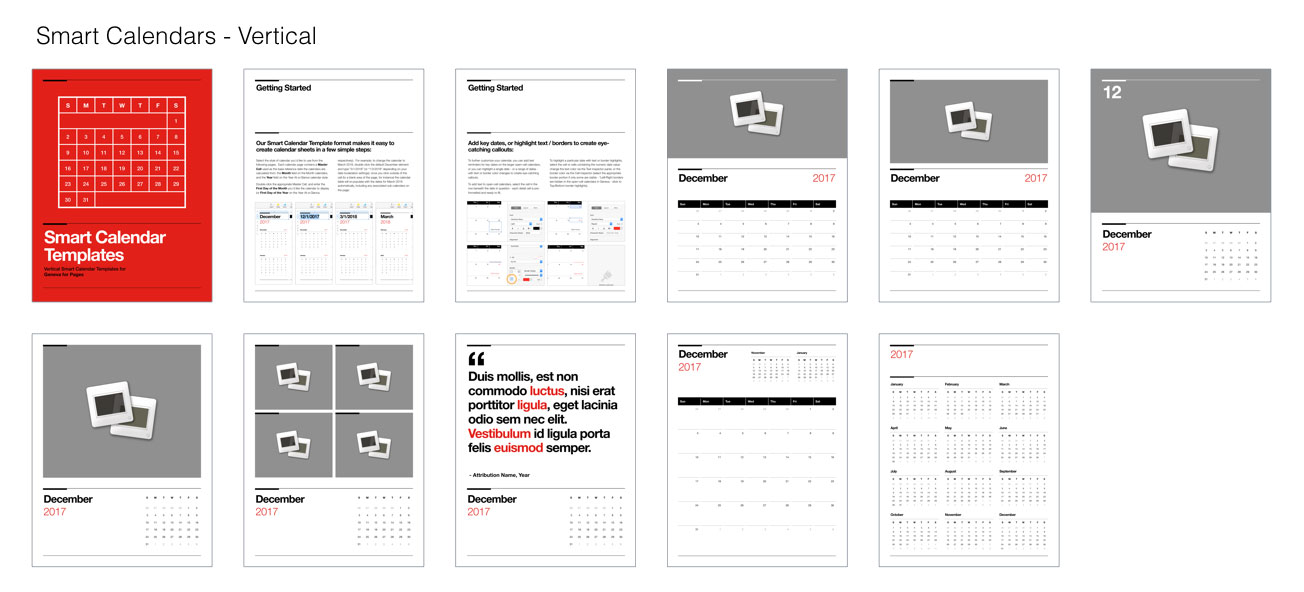 Geneva for Pages - Vertical Smart Calendars
