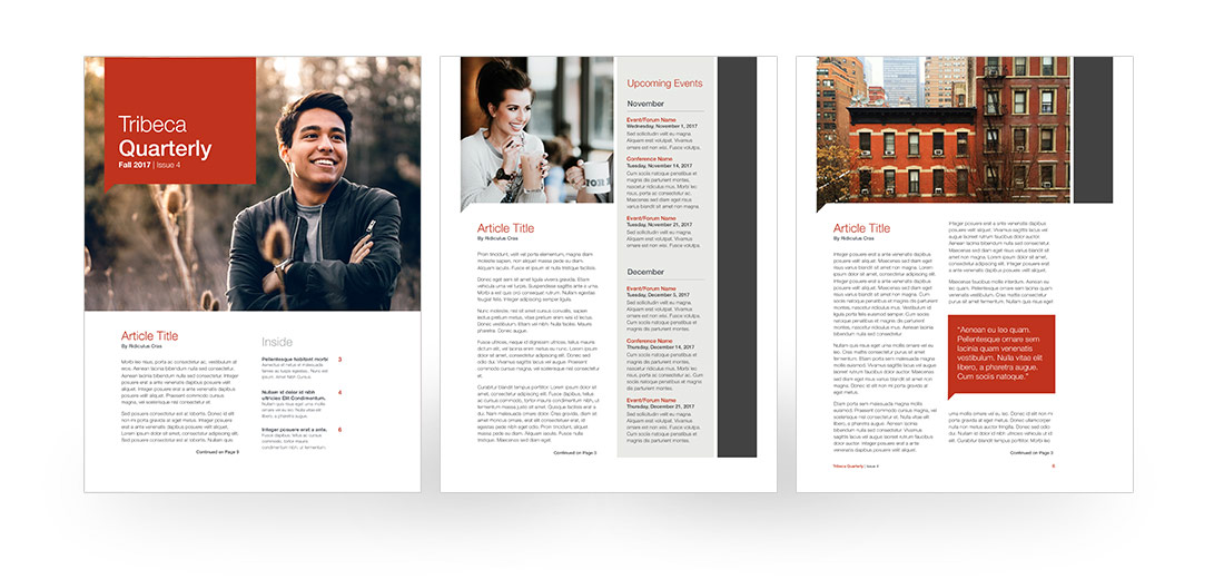 Tribeca NXT for Pages - Newsletter Sample Shots